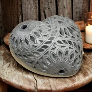 Heart Luminary Of Black Clay From Oaxaca Mexico, Handmade And Elegant Decorative For  Interior Home Design Decor Centerpiece Barro