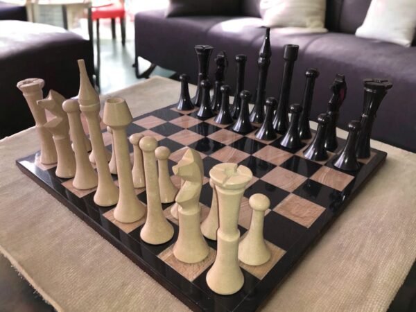 XL LARGE Chess set 16.53” x 16.53”, Marble Chess set in black and brown, Stone Chess Set, Chess set handmade, Italian design