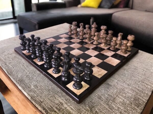 LARGE Chess set 13.77” x 13.77”, Marble Chess set in brown and black, Stone Chess Set, Chess set handmade