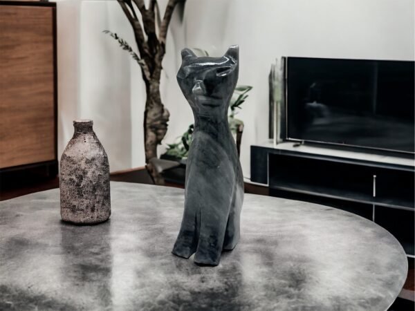 Cat statue, Cat figurine, Stone cat sculpture, Cat carving, White cat figurine, Carved stone animal