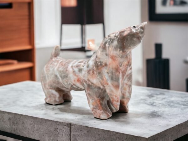 Dog sculpture, Stone Puppy, Marble  Animal, Natural Genuine Rock  And Hand Carved. Home Decor