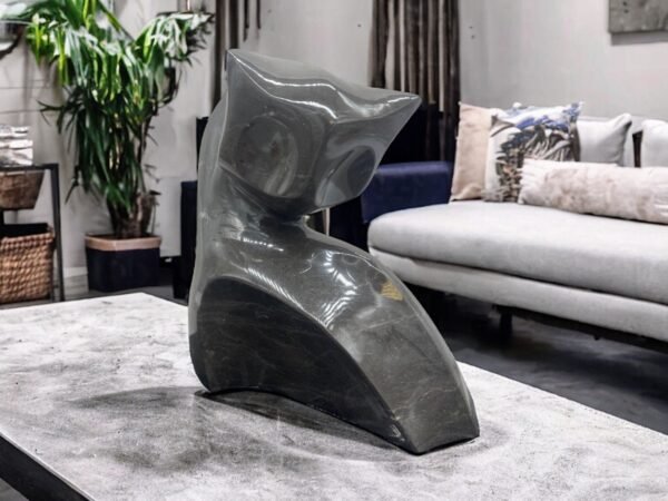 Extra Big Cat Statue Minimalist, Cat Figurine, Stone Cat Sculpture, Kittie Carving, Gray Cat Figurine, Carved Stone Animal