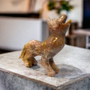 Marble Dog Sculpture, Hand Carved In Stone Figurine Puppy For Gift Or Home Decor