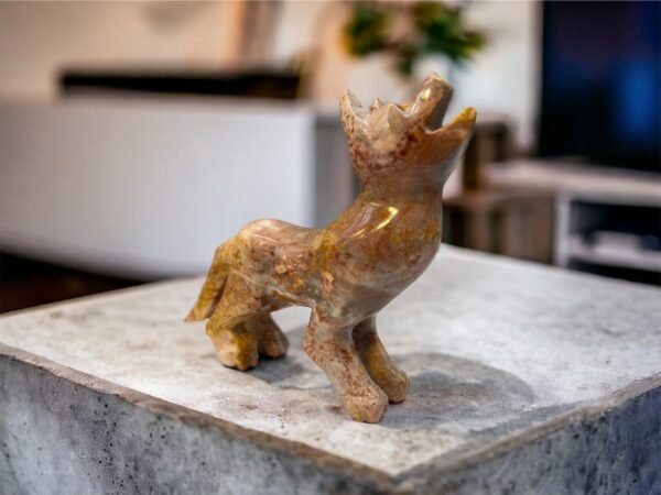 Marble Dog Sculpture, Hand Carved In Stone Figurine Puppy For Gift Or Home Decor