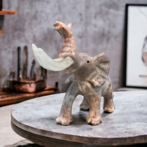 Marble Elephant Sculpture, Animal Carved In Stone Luxury Elephant For Gift For Home Decor