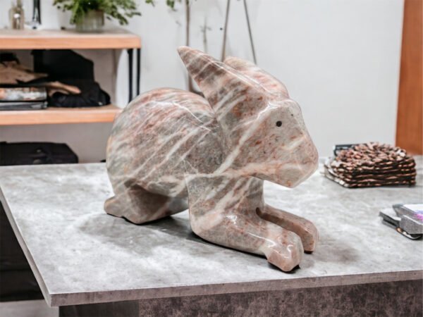 Marble Stone rabbit, Rabbit sculpture, Bunny figure, Rabbit statue, Marble rabbit, Carved stone animal, Stone bunny