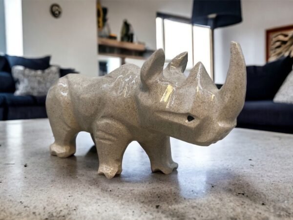 Rhino art, Rhino statue, Carved stone animal, Rhinoceros figurine, Rhino carving, Marble rhino, Stone rhino