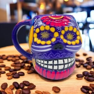 Cappuccino Skull Coffee Cup Made Of Clay Handmade And Handmade Painted Lead Free Guerrero Pottery, Coffee Cup Unique Designs For Expresso