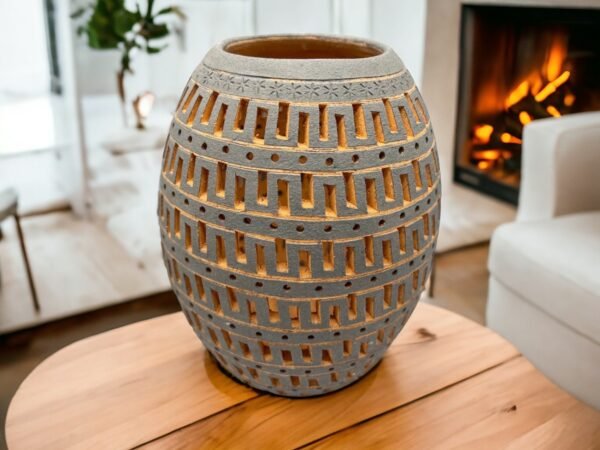 Mexican pottery, Clay plant pot, Pottery luminary, White clay vase, Mexican vase, Mexican clay pot, Oaxaca pottery, White pottery vase