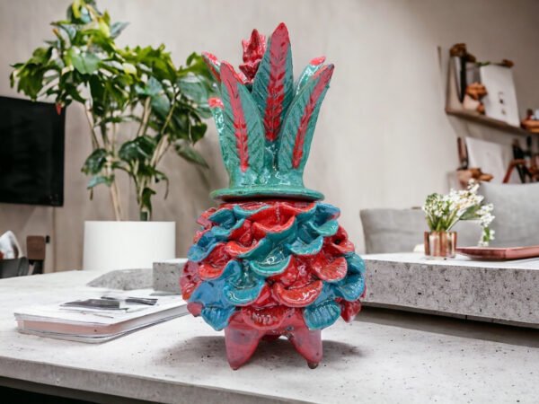 Mexican pottery, Pineapple decor, Mexican decoration, Pineapple sculpture, Glazed clay pineapple, Pottery from Michoacan