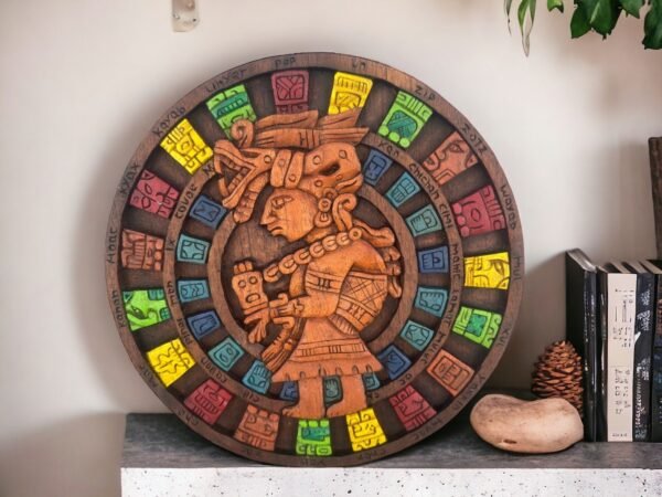 Prehispanic Aztec Art, Aztec calendar, Mexican painting, Wood carving, Handcrafted ASK FOR CUSTOMIZE