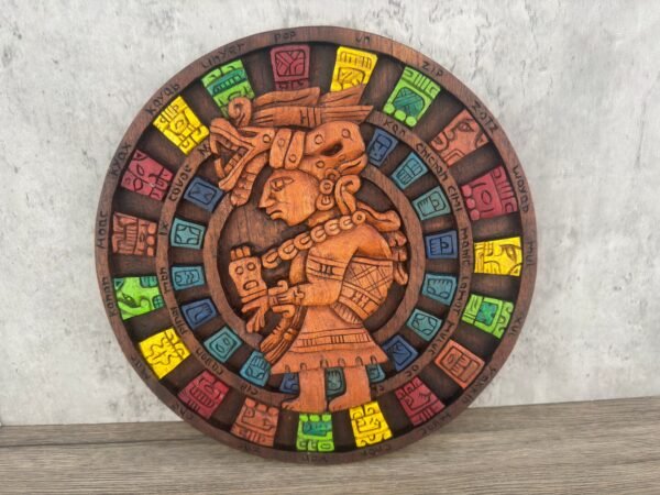Prehispanic Aztec Art, Aztec calendar, Mexican painting, Wood carving, Handcrafted ASK FOR CUSTOMIZE - Image 2