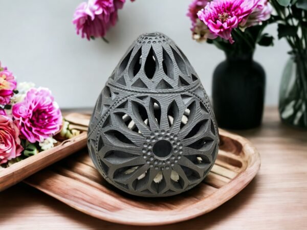 Egg Luminary Of Brown Clay From Oaxaca Mexico, Handmade And Elegant Lamp For Interior Home Design Decor Centerpiece Barro