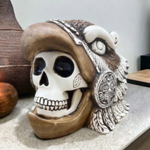 Eagle Warrior Skull, Mexican Decoration, Skeleton Head, Skull Sculpture, Human Skeleton, Skull Statue