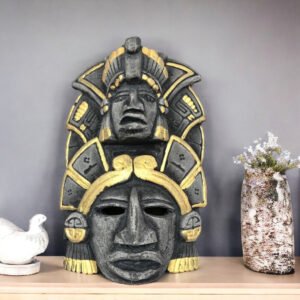 Prehispanic Mask, Ceremonies And Festivals Mayan Culture, Altar And Home Decor. Mexican Wall Art, Plaster Hand Carved