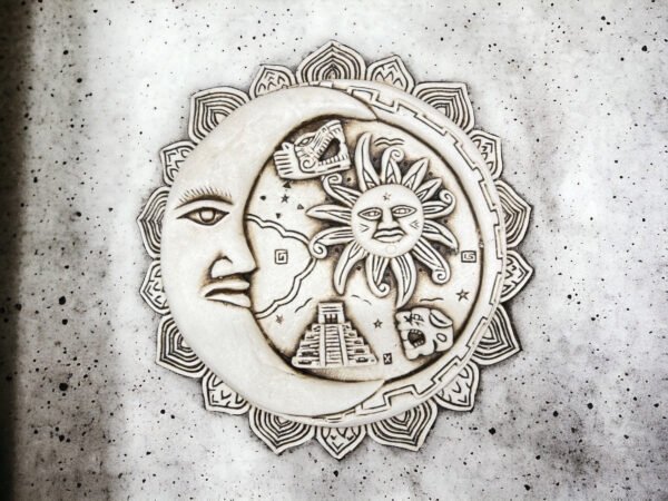 Sun and moon wall art, Mexican decoration, Mayan wall decor, Mayan art, Kukulkan, Chichen itza, Quetzalcoatl