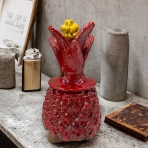 Mexican pottery, Pineapple decor, Mexican decoration, Pineapple sculpture, Glazed clay pineapple, Pottery from Michoacan