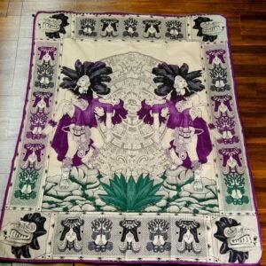 Bed Cover Throw Quilt Popocatépetl e Iztaccíhuatl Mexican Culture Handmade. Soft, Colorful And Warm Blanket For Winter