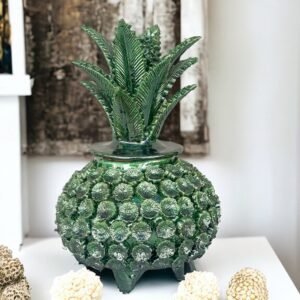 Mexican pottery, Pineapple decor, Mexican decoration, Pineapple sculpture, Glazed clay pineapple, Pottery from Michoacan