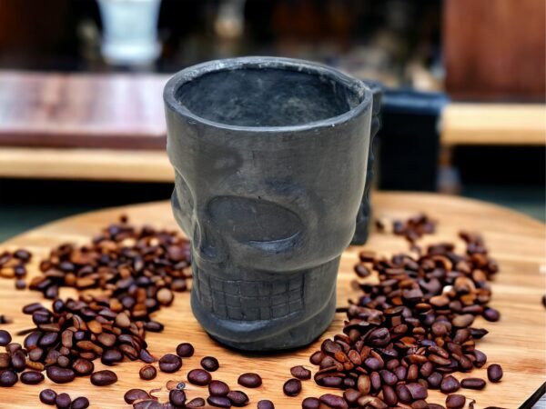 Skull Cup Authentic Oaxacan Handcrafted Clay Coffee Mug -  Mexican Pottery, Artisanal Earthenware, Rustic Home Kitchen Decor, Eco-Friendly