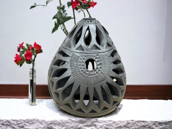 Egg Luminary Of Brown Clay From Oaxaca Mexico, Handmade And Elegant Lamp For Interior Home Design Decor Centerpiece Barro