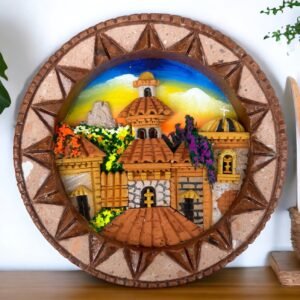 Wall Art 3D In Rock Pomez And Quarry Frame/ Hand Carved And Design In Mexico Unique  Charm And Colorful Folk Wall Art Landscape Painting