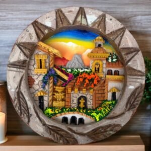 Wall Art 3D In Rock Pomez And Quarry Frame/ Hand Carved And Design In Mexico Unique  Charm And Colorful Folk Wall Art Landscape Painting