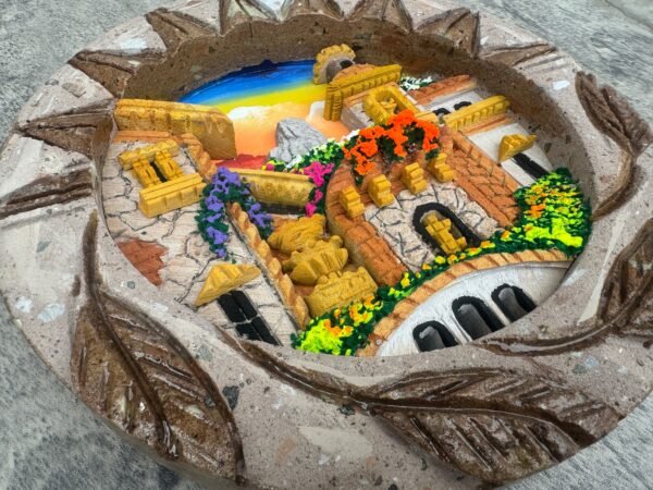 Wall Art 3D In Rock Pomez And Quarry Frame/ Hand Carved And Design In Mexico Unique  Charm And Colorful Folk Wall Art Landscape Painting - Image 2