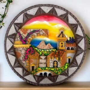 Wall Art 3D In Rock Pomez And Quarry Frame/ Hand Carved And Design In Mexico Unique  Charm And Colorful Folk Wall Art Landscape Painting