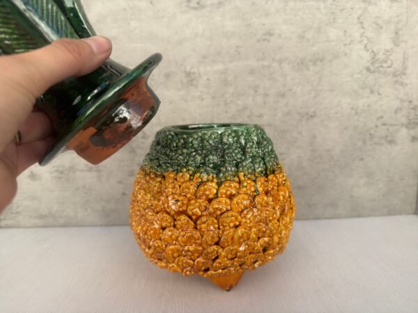 Mexican pottery, Pineapple decor, Mexican decoration, Pineapple sculpture, Glazed clay pineapple, Pottery from Michoacan - Image 2