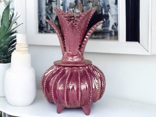 Mexican pottery, Pineapple decor, Mexican decoration, Pineapple sculpture, Glazed clay pineapple, Pottery from Michoacan