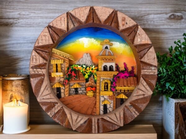 Wall Art 3D In Rock Pomez And Quarry Frame/ Hand Carved And Design In Mexico Unique  Charm And Colorful Folk Wall Art Landscape Painting