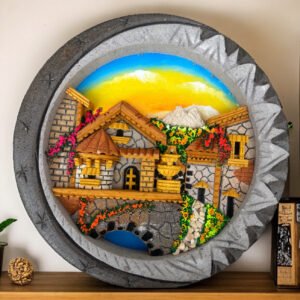 Wall Art 3D In Rock Pomez And Quarry Frame/ Hand Carved And Design In Mexico Unique  Charm And Colorful Folk Wall Art Landscape Painting