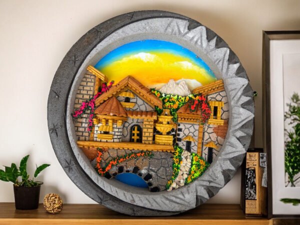 Wall Art 3D In Rock Pomez And Quarry Frame/ Hand Carved And Design In Mexico Unique  Charm And Colorful Folk Wall Art Landscape Painting