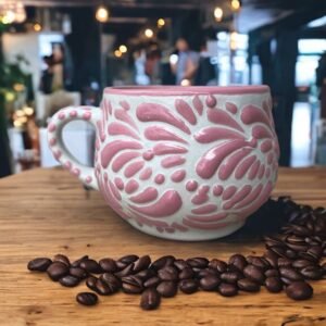 Cappuccino Cup, Mexican Coffee Mug, Puebla Talavera Pottery, Ceramic Thermos, Handmade Lead-Free, Custom Available