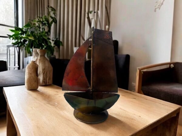 Sailboat  Handcrafted Iron Sculpture: Metal Art Recycled Materials, Eco-Friendly Decor, Original Design, Artisan Crafted,Piece for Home