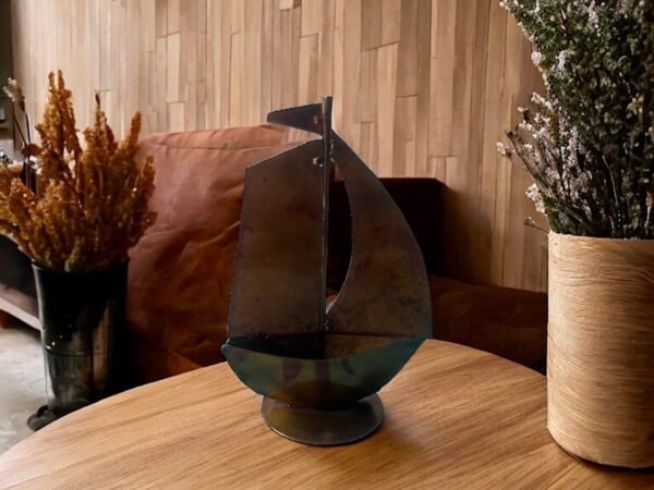 Sailboat  Handcrafted Iron Sculpture: Metal Art Recycled Materials, Eco-Friendly Decor, Original Design, Artisan Crafted,Piece for Home - Image 2