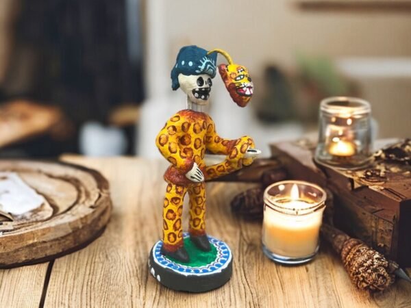Jaguar Dance Handcrafted Polychrome Vibrantly Painted, Authentic Mexican Folk Art, Unique Home Decor, Hand-Molded and Painted, Artisan Craft