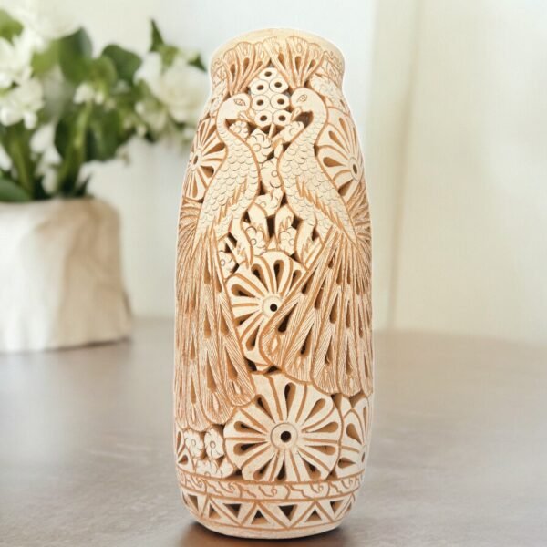 Mexican pottery, Clay plant pot, Pottery luminary, White clay vase, Mexican vase, Mexican clay pot, Oaxaca pottery, White pottery vase