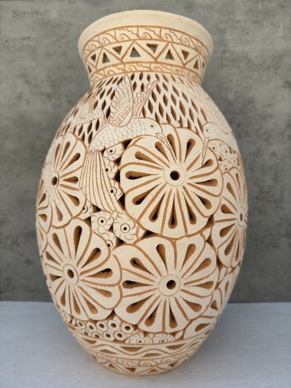 Mexican pottery, Clay plant pot, Pottery luminary, White clay vase, Mexican vase, Mexican clay pot, Oaxaca pottery, White pottery vase - Image 2