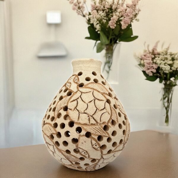 Mexican pottery, Clay plant pot, Pottery luminary, White clay vase, Mexican vase, Mexican clay pot, Oaxaca pottery, White pottery vase