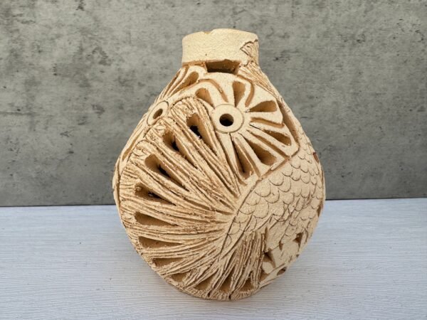 Mexican pottery, Clay plant pot, Pottery luminary, White clay vase, Mexican vase, Mexican clay pot, Oaxaca pottery, White pottery vase - Image 2