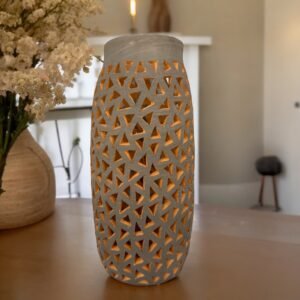 Mexican pottery, Clay plant pot, Pottery luminary, White clay vase, Mexican vase, Mexican clay pot, Oaxaca pottery, White pottery vase