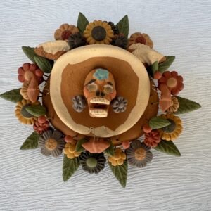 Frida Kahlo Sugar Skull Candle Holder, Tree of life, Candelabra, Arbol de la vida, Mexican Pottery, Mexican Candelabra 4.33” High