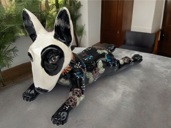 Talavera Bull Terrier, Ceramic dog, Talavera pottery, Mexican pottery, Bull Terrier statue, Dog sculpture