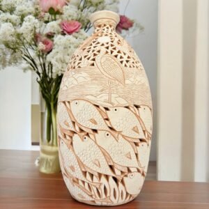 Mexican pottery, Clay plant pot, Pottery luminary, White clay vase, Mexican vase, Mexican clay pot, Oaxaca pottery, White pottery vase