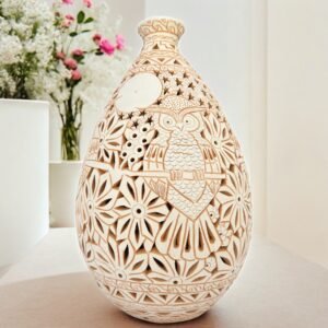 Mexican pottery, Clay plant pot, Pottery luminary, White clay vase, Mexican vase, Mexican clay pot, Oaxaca pottery, White pottery vase