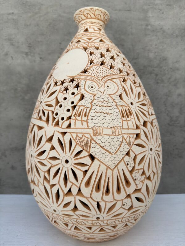 Mexican pottery, Clay plant pot, Pottery luminary, White clay vase, Mexican vase, Mexican clay pot, Oaxaca pottery, White pottery vase - Image 2