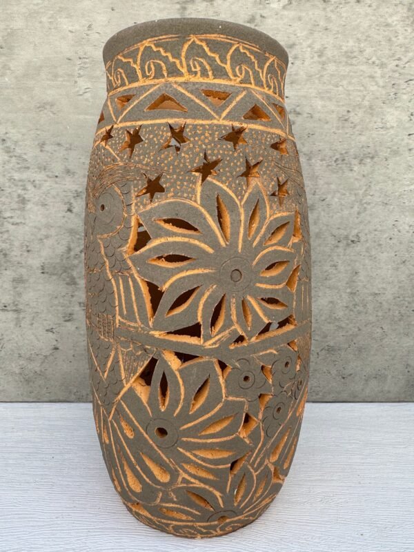 Mexican pottery, Clay plant pot, Pottery luminary, White clay vase, Mexican vase, Mexican clay pot, Oaxaca pottery, White pottery vase - Image 2