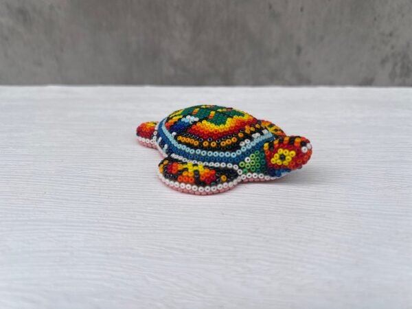 Turtle Statue Huichol Sculpture Of Mexican Folk Art, Turtle Wixarika As A Mexican Decorative Figure , Made Of Resin And Beads - Image 2